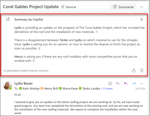 copilot-summarize-results-outlook
